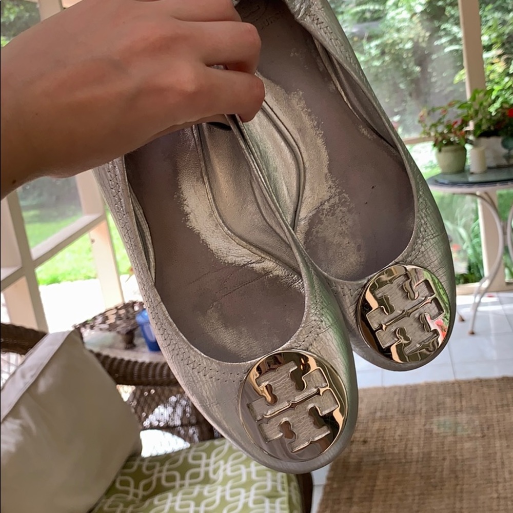 Tory Burch metallic silver Ballet flat
